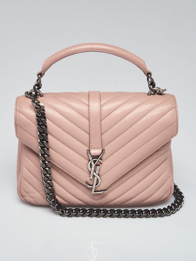 Yves Saint Laurent Pink Quilted Leather Monogram Medium College Bag