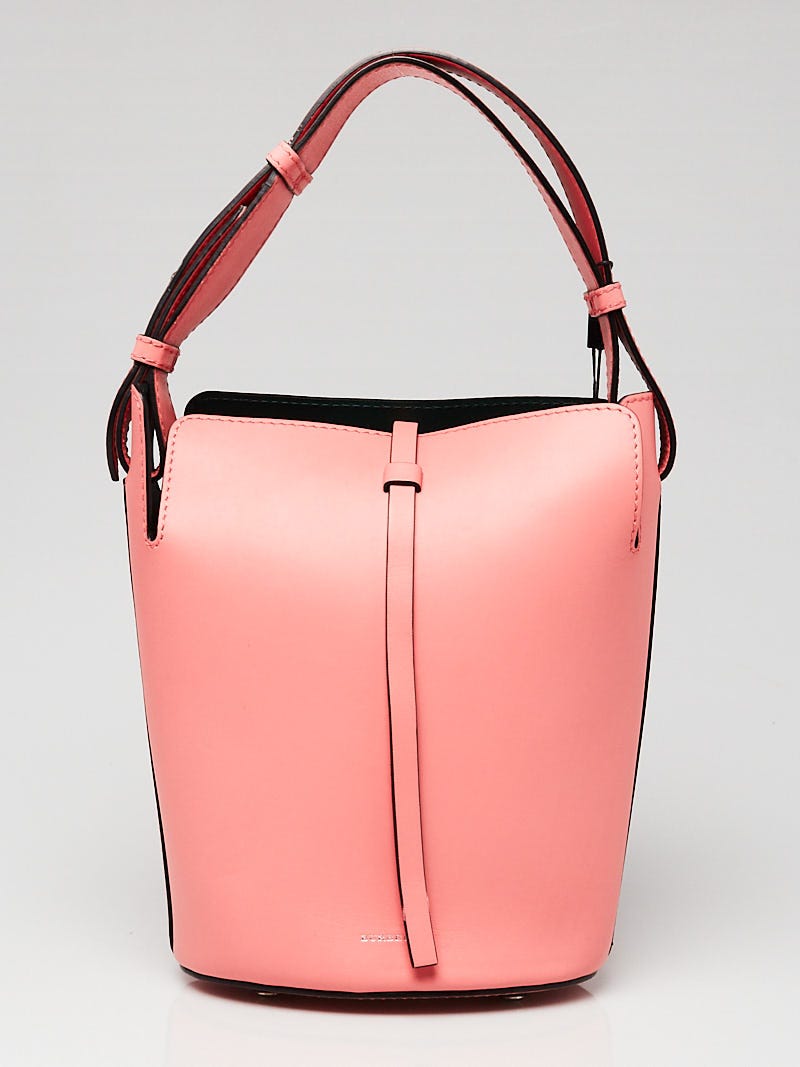 Burberry Bright Coral Pink Smooth Leather Small Bucket Bag - Yoogi's Closet