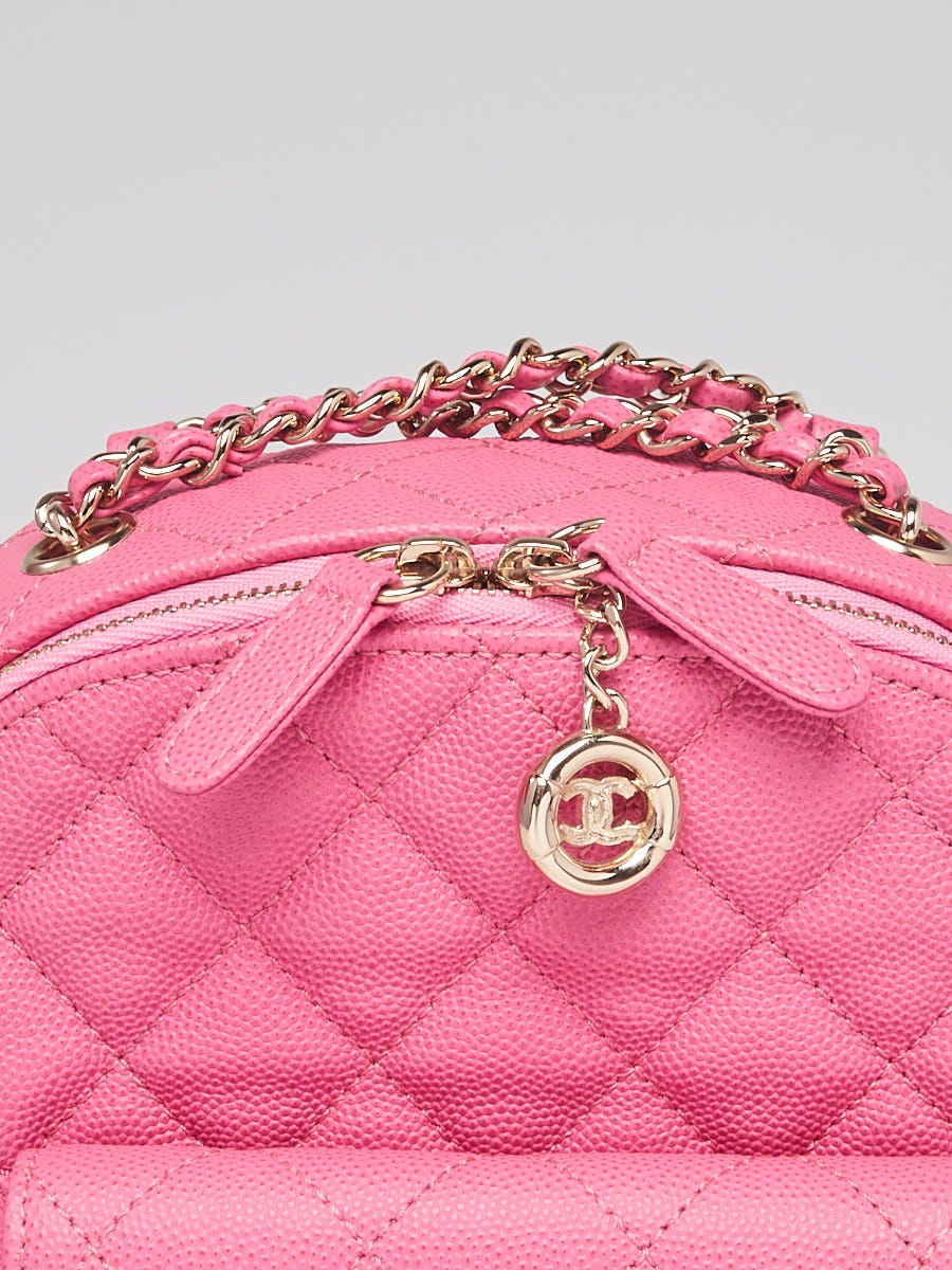 Chanel Pink Quilted Caviar Leather Small CC Day Backpack Bag