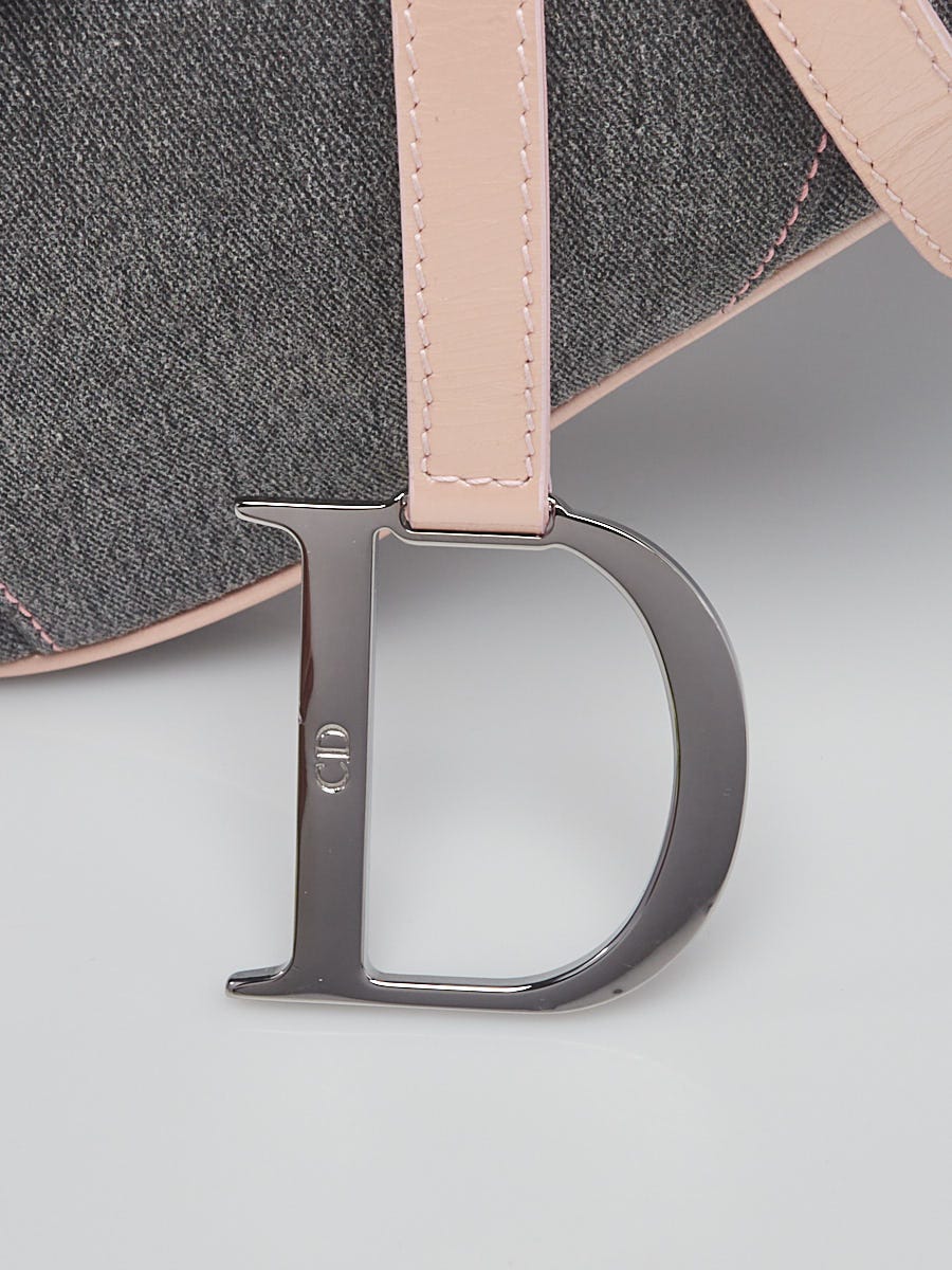 Christian Dior Denim and Pink Patent Leather Small Saddle Bag Christian Dior Denim and Pink Patent Leather Small Saddle Bag