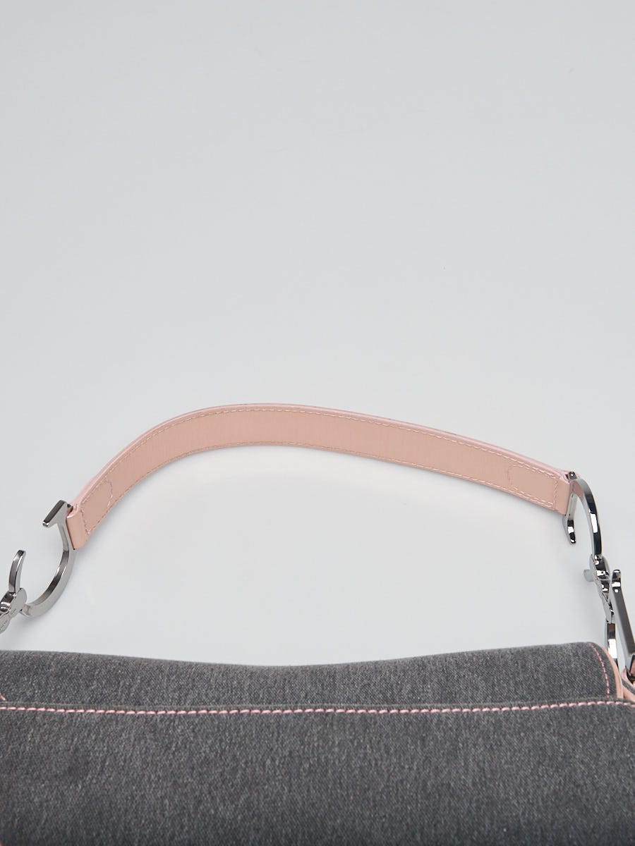 Christian Dior☆Denim×Pink☆ショルダーバッグ Christian Dior Denim and Pink Patent Leather Small Saddle Bag