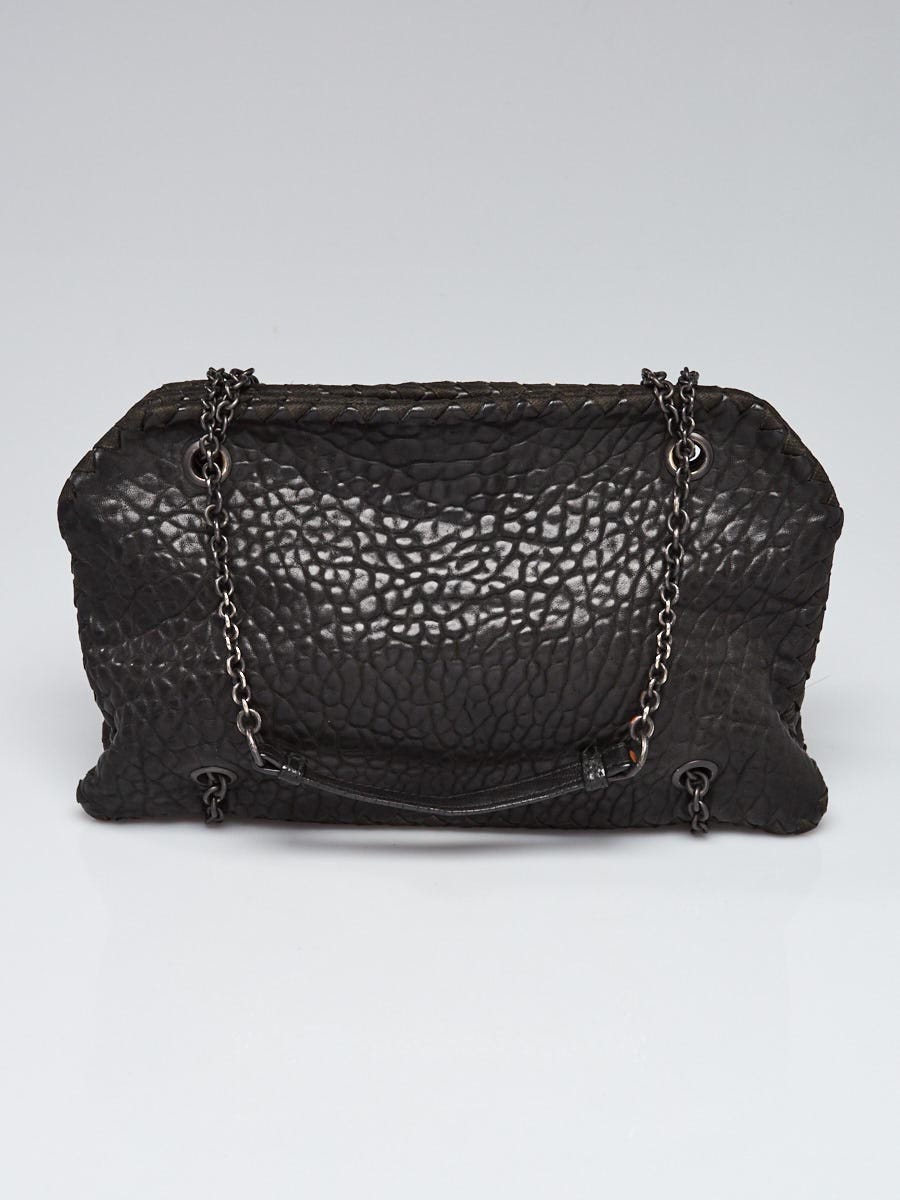 Bottega Veneta Black Croc Embossed Nappa Leather Duo Bag