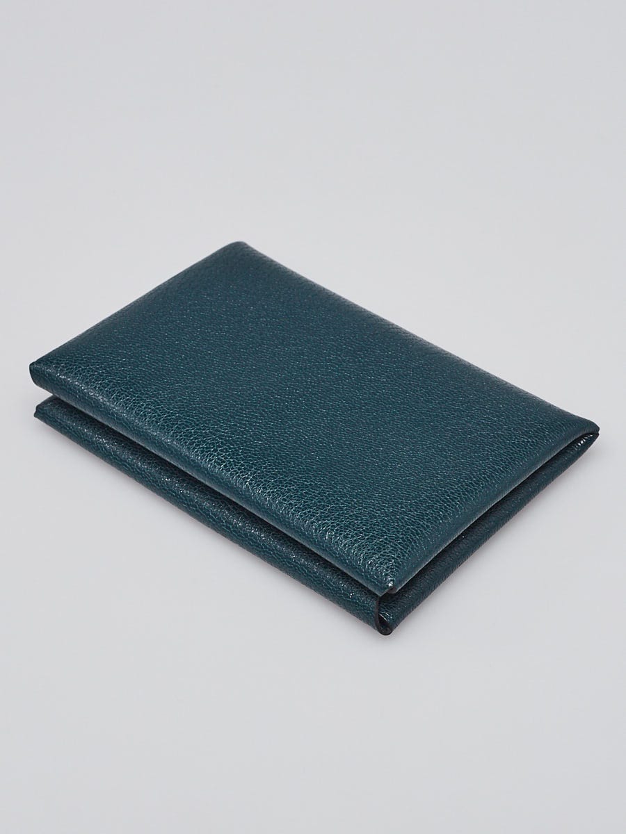 Hermes Vert Cypress Evercolor Calvi Card Case - Yoogi's Closet