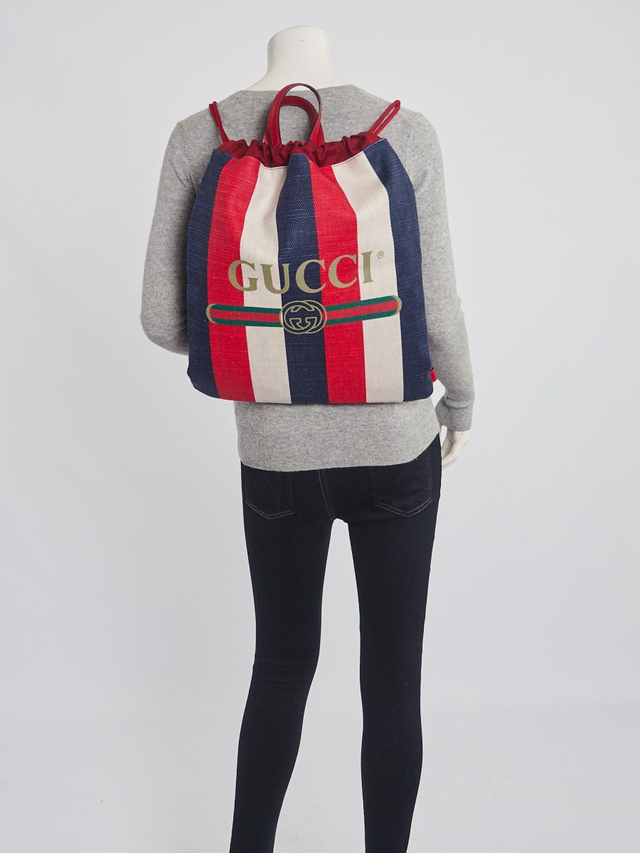 Gucci Lost Ring Backpack Red White Blue Canvas Gucci Red/White/Blue Canvas Web Backpack – Hush Life Boutique main image 3