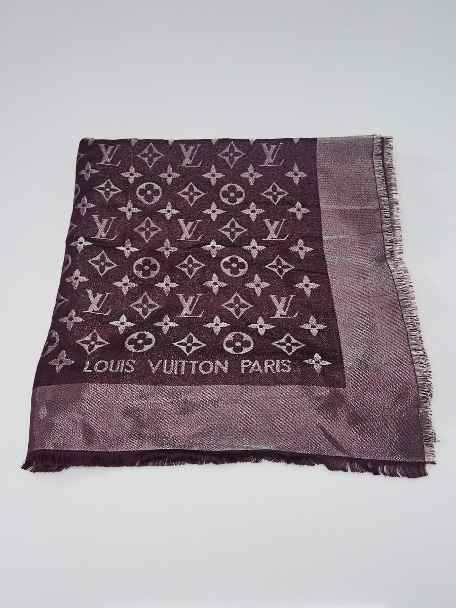 Louis Vuitton Silk and Wool Monogram Lavender Shine Shawl at 1stDibs