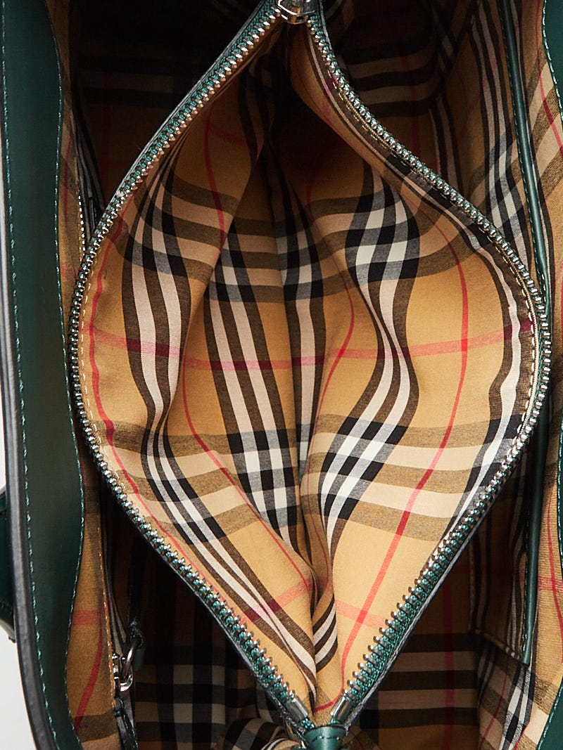 Burberry Vintage Green Perforated Leather Medium Banner Tote