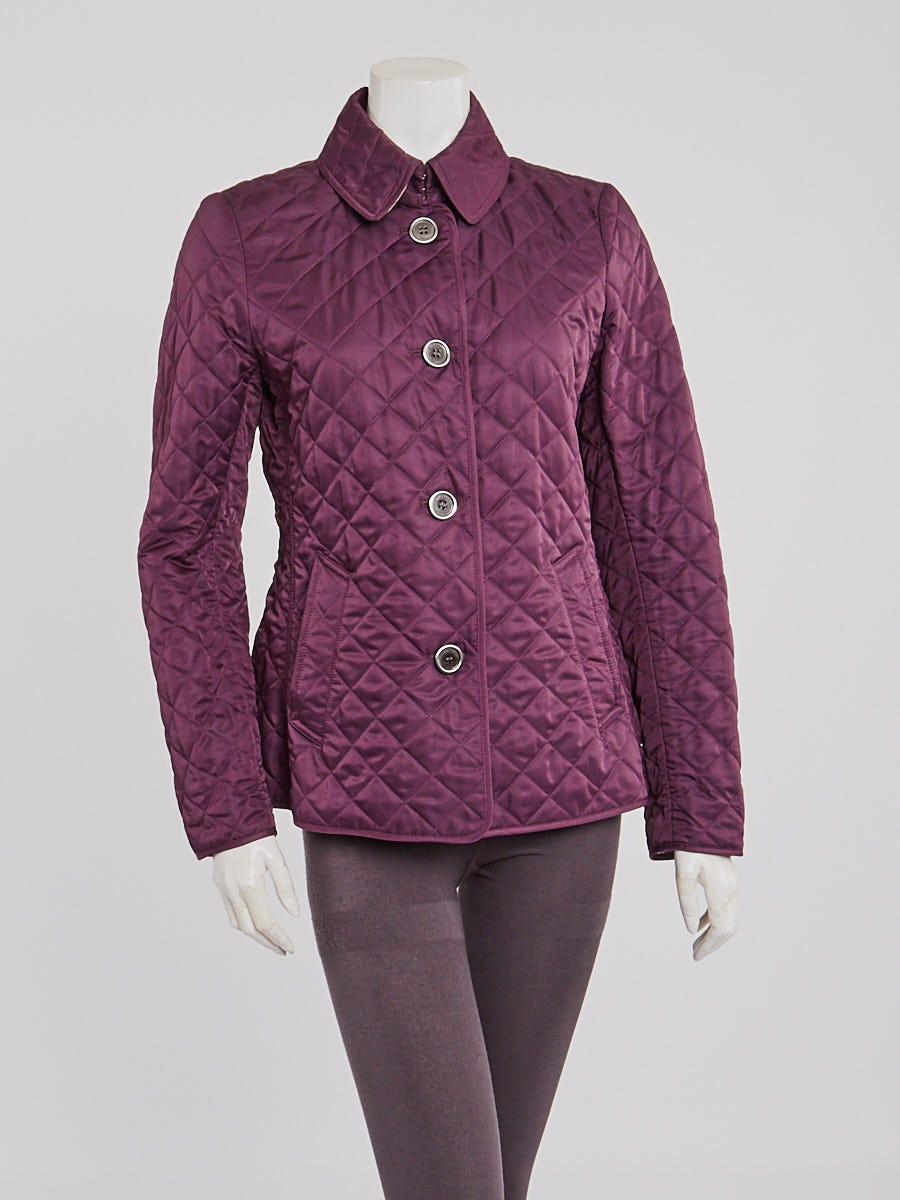 Burberry Purple Quilted Polyester Copford Jacket Size S
