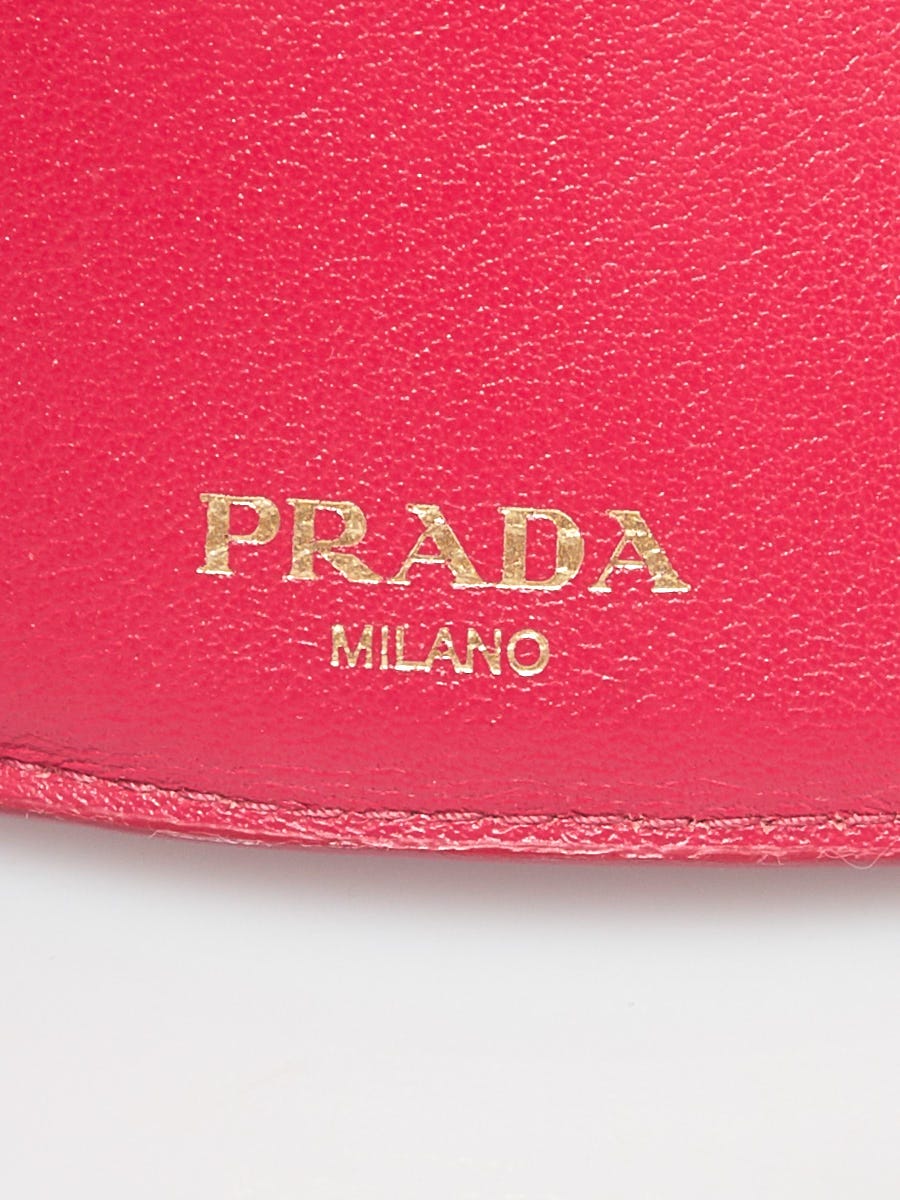 Authenticated Used PRADA Prada 1MH021 Saffiano compact wallet pink tri-fold  ladies mini 