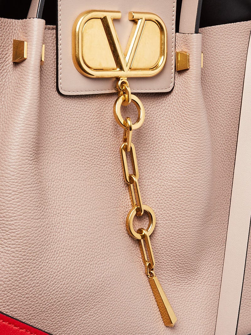 Valentino V Logo Chain Leather Shoulder Crossbody Bag Off White
