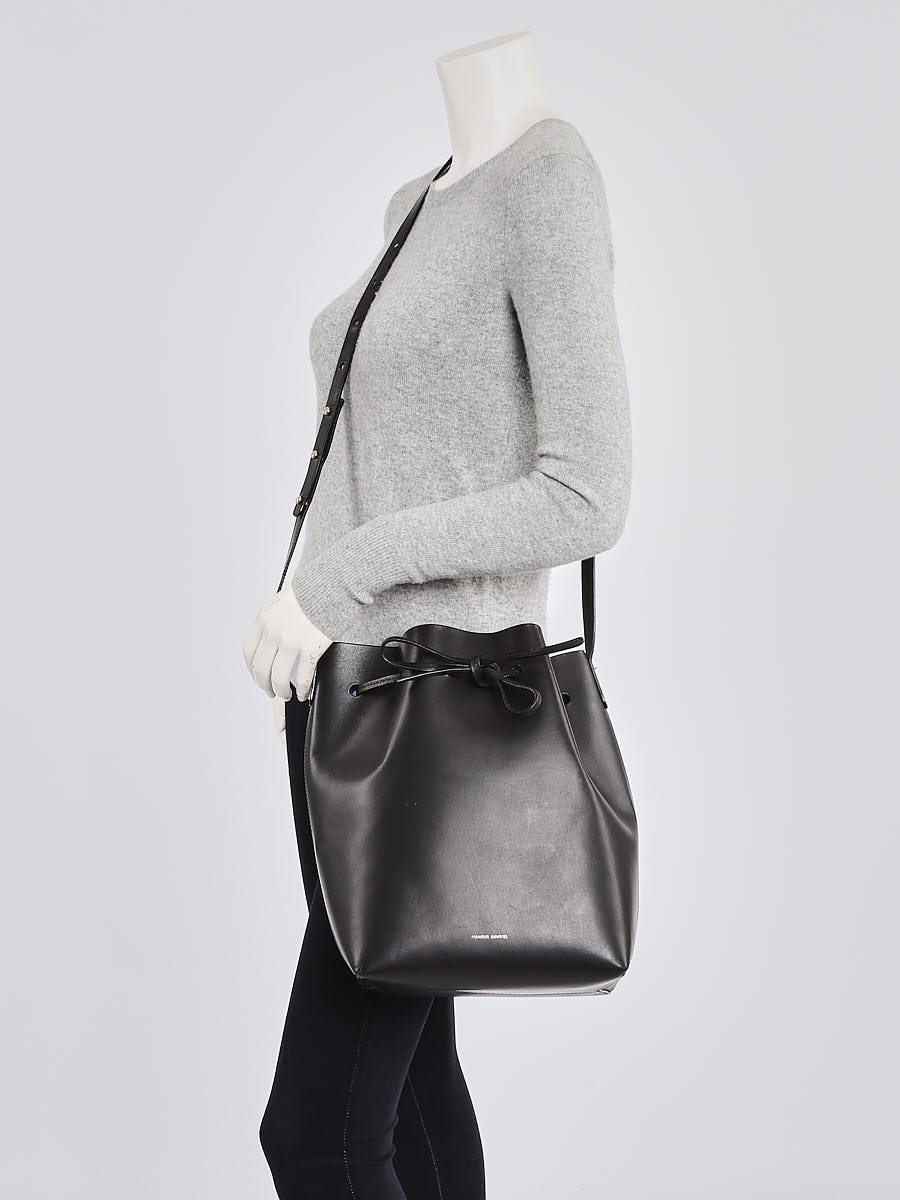 Mansur Gavriel Black/Royal Vegetable Leather Large Bucket Bag