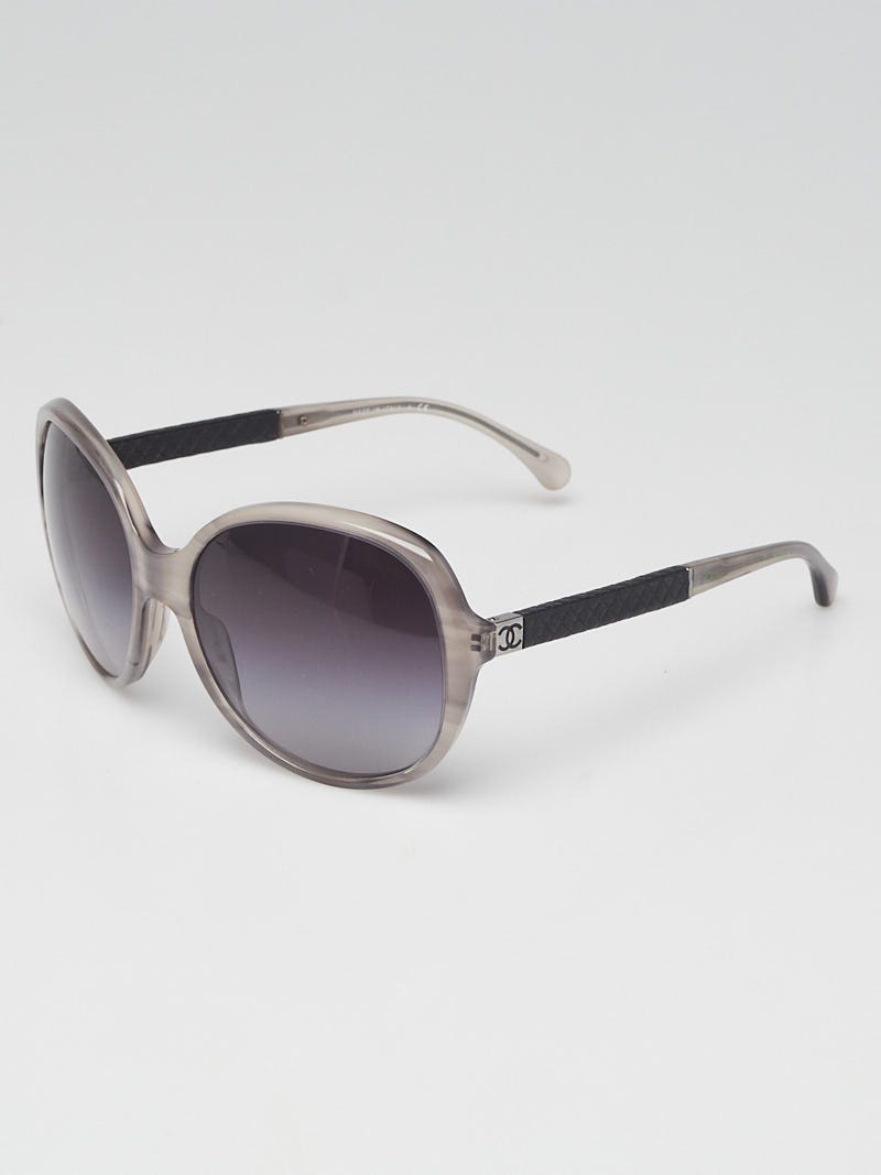 Chanel Light Grey Plastic Oversized Quilted CC Sunglasses