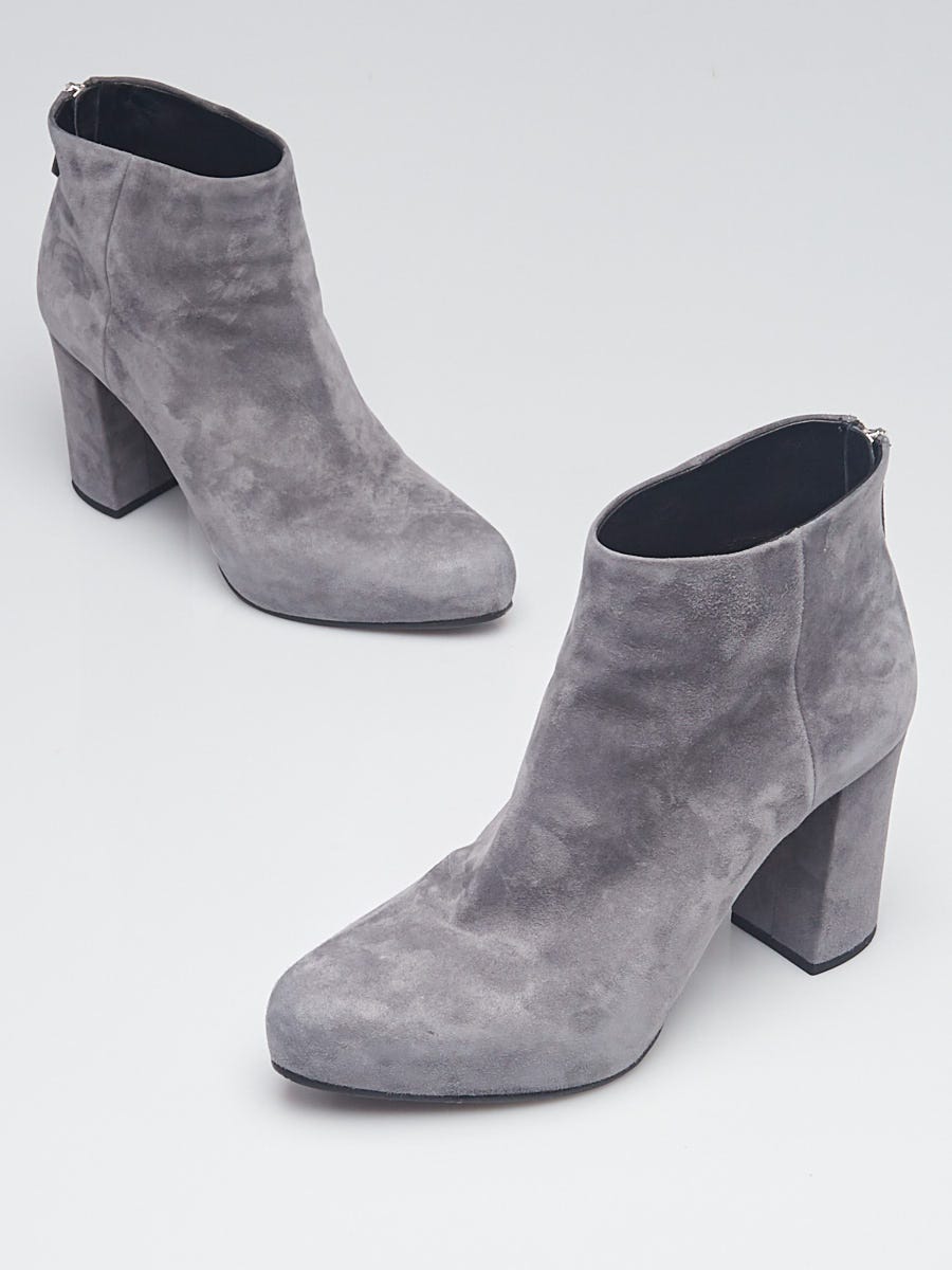 Prada Grey Suede Ankle Boots Size 9/ - Yoogi's Closet