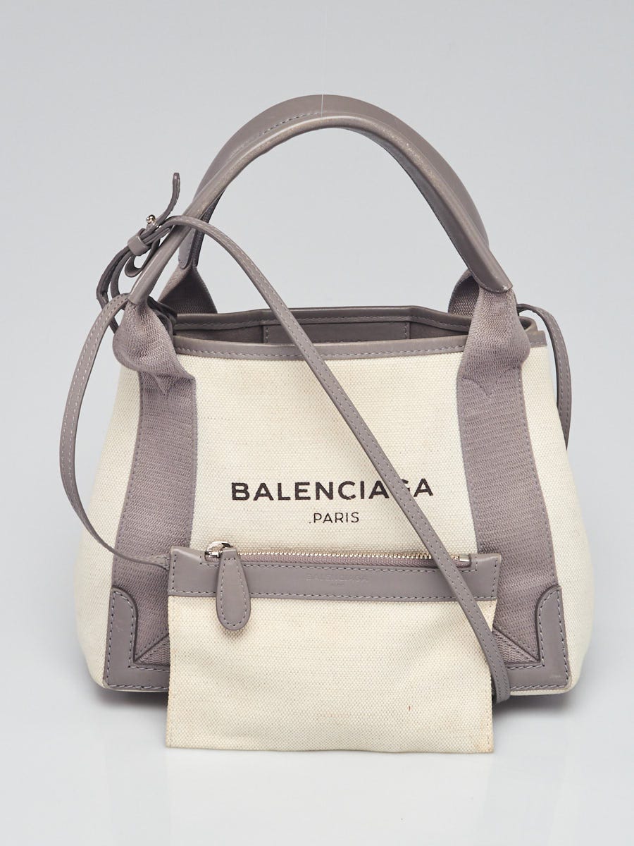 BALENCIAGA Cabas small leather-trimmed canvas tote, Women's