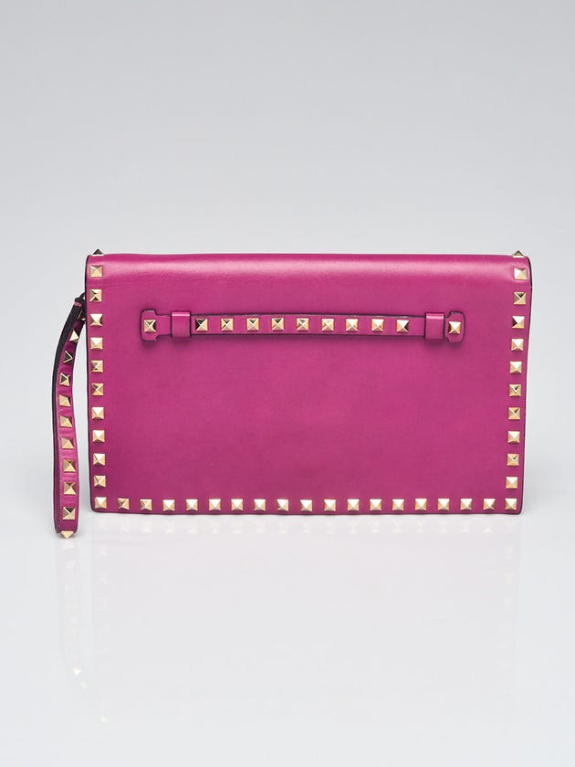 Valentino Purple Lambskin Leather Rockstud Clutch Bag
