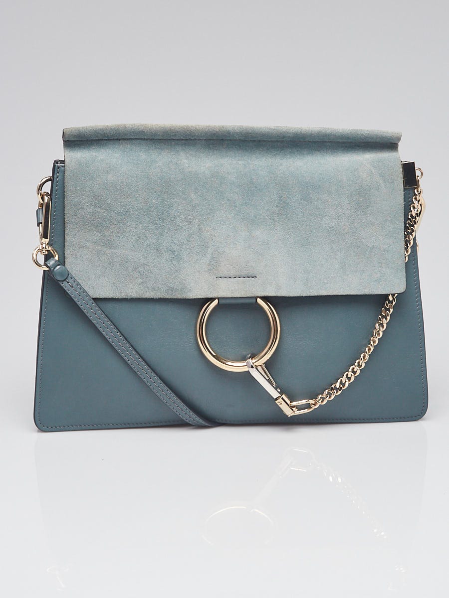Chloé Faye Small Suede And Leather Shoulder Bag in Green