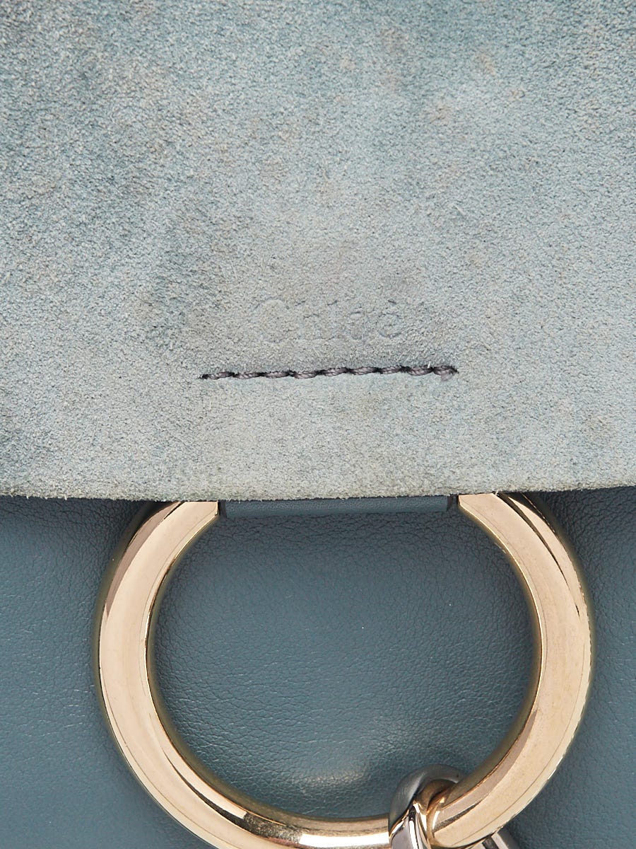 Chloe Fresh Blue Leather and Suede Faye Medium Shoulder Bag