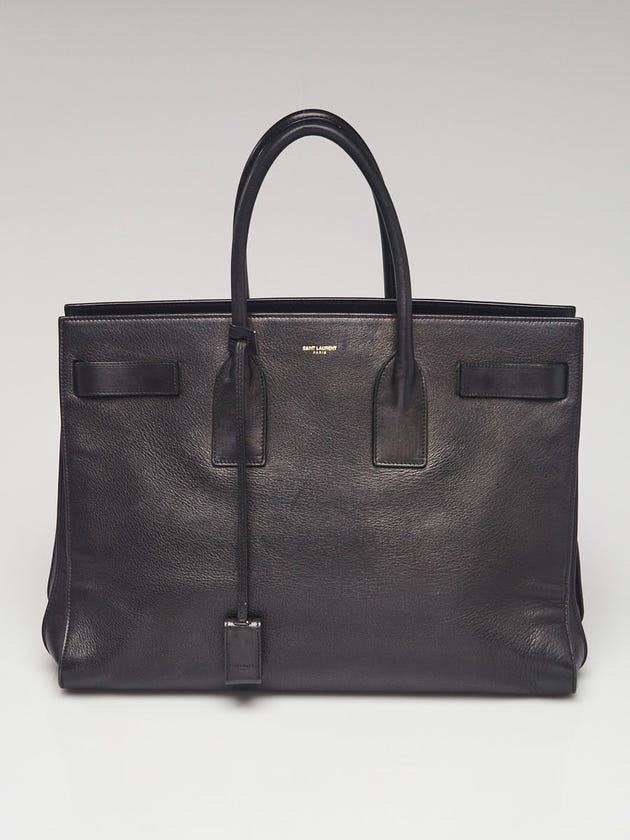 Yves Saint Laurent Black Calfskin Leather Large Sac de Jour Tote Bag