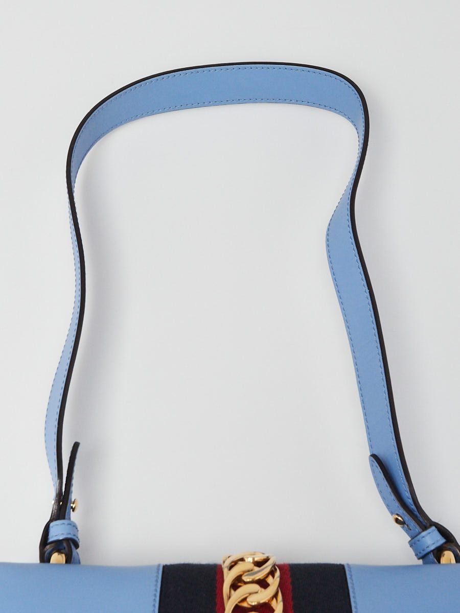Gucci Blue Leather Vintage Web Small Sylvie Shoulder Bag