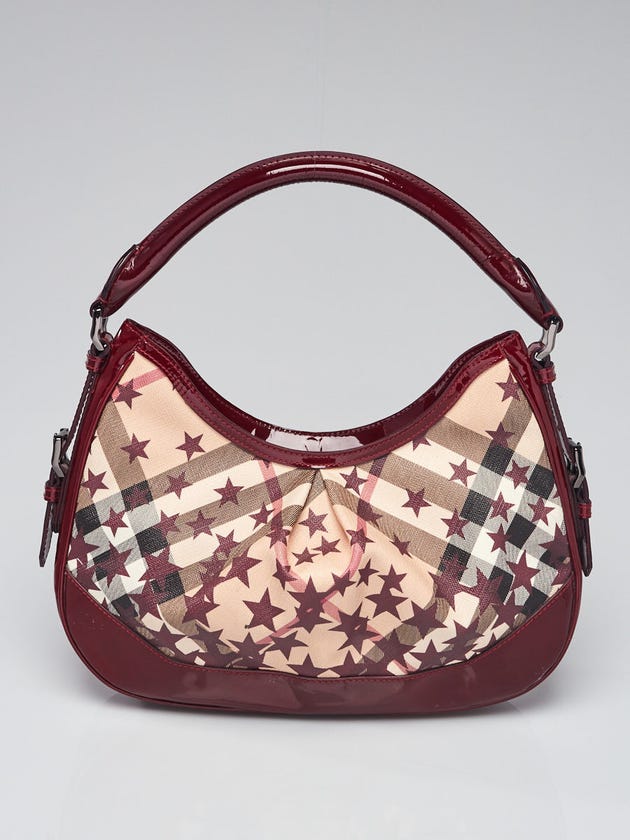 Burberry Berry Nova Stars Printed Coated Canvas Hernville Small Hobo Bag