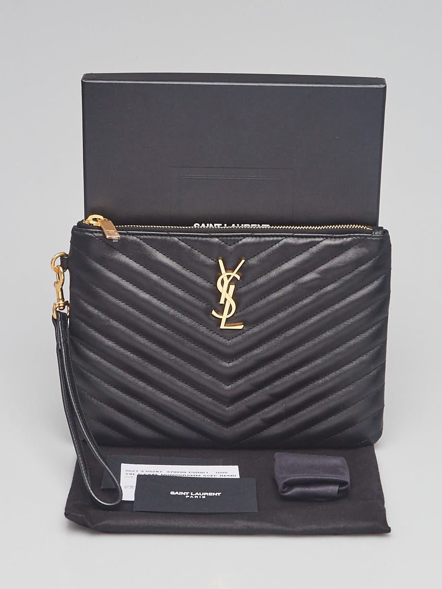 Yves Saint Laurent Black Matelasse Quilted Leather Monogram A5