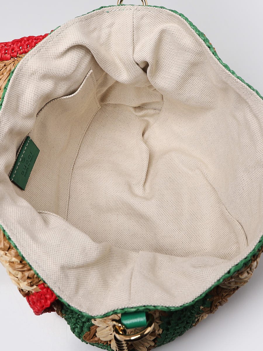 New Gucci Marmont Beige Raffia Flower Crochet GG Small Shoulder Bag 574433