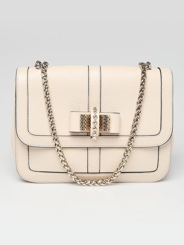 Christian Louboutin White Pebbled Leather Medium Sweet Charity Bag