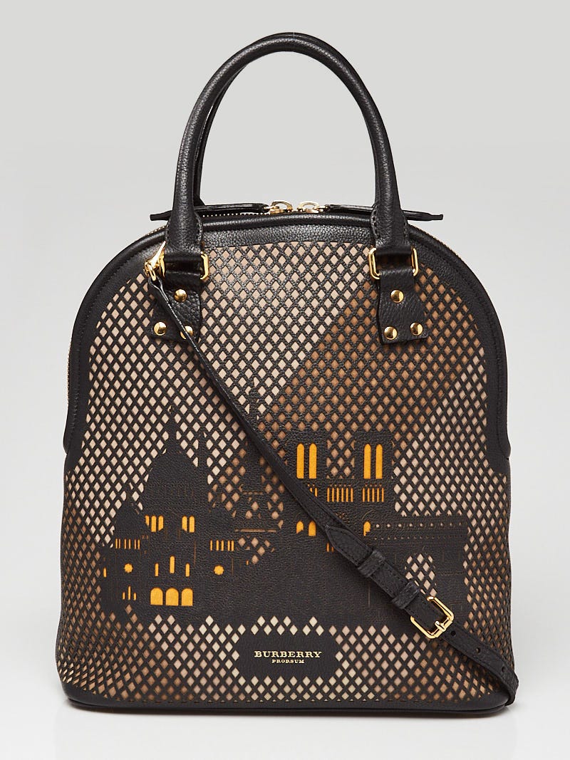 Burberry Black Perforated Leather City of Paris Bloomsbury Bag Yoogi s Closet