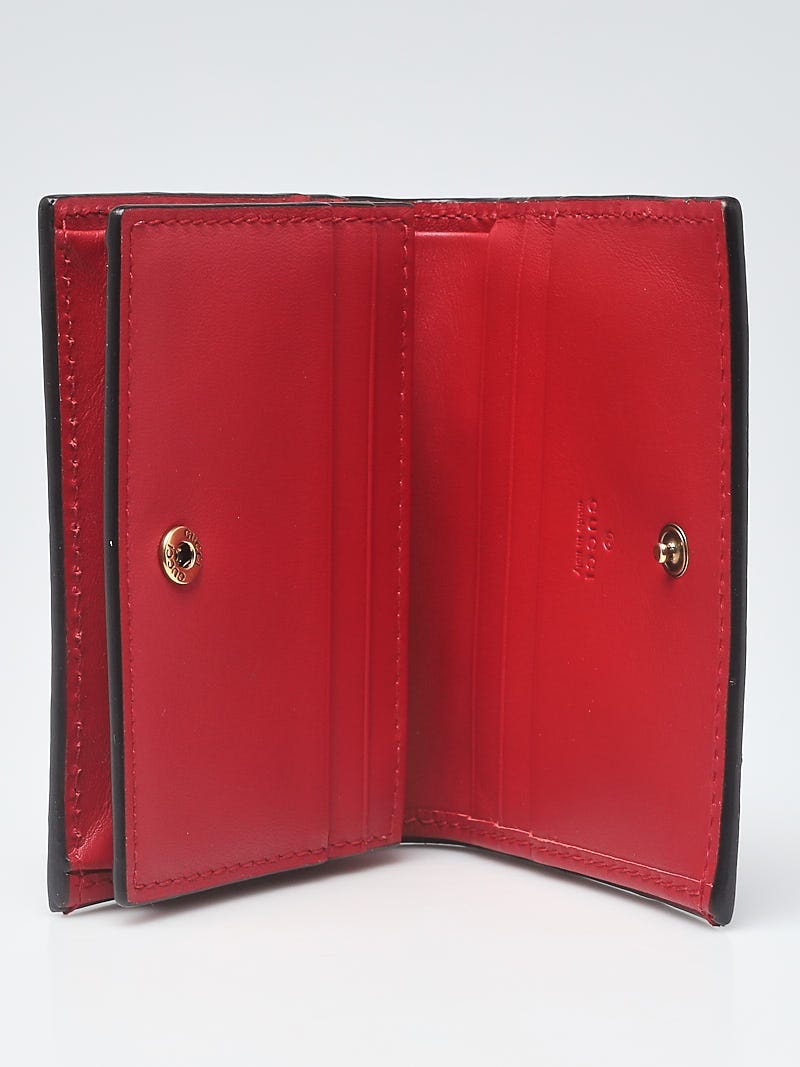 Gucci Red/White/Blue Leather Queen Margaret Bee Card Case Wallet - Yoogi's  Closet