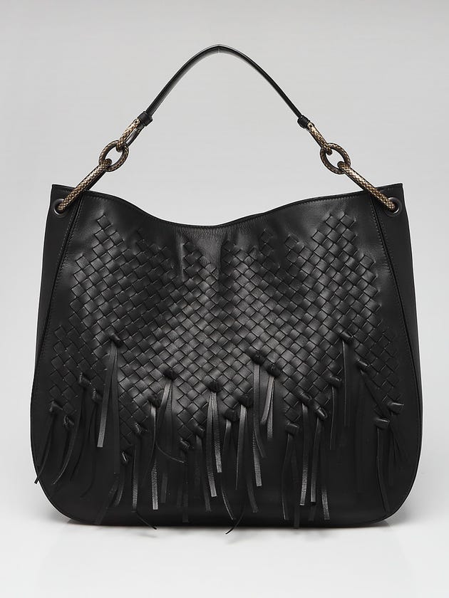 Bottega Veneta Black Intrecciato Leather Brio Loop Bag