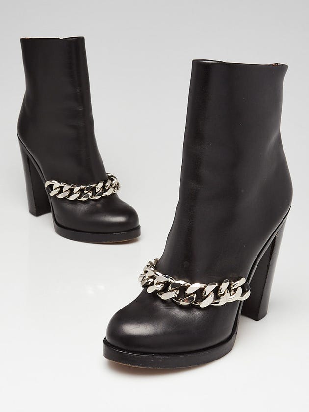 Givenchy Black Leather Laura Chain Boots Size 10/40.5