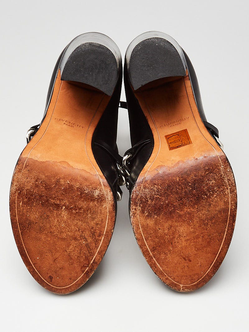 Givenchy Black Leather Laura Chain Boots Size 10/40.5