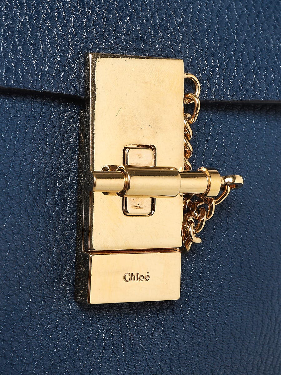 Chloe Blue Pebbled Leather Small Drew Bag