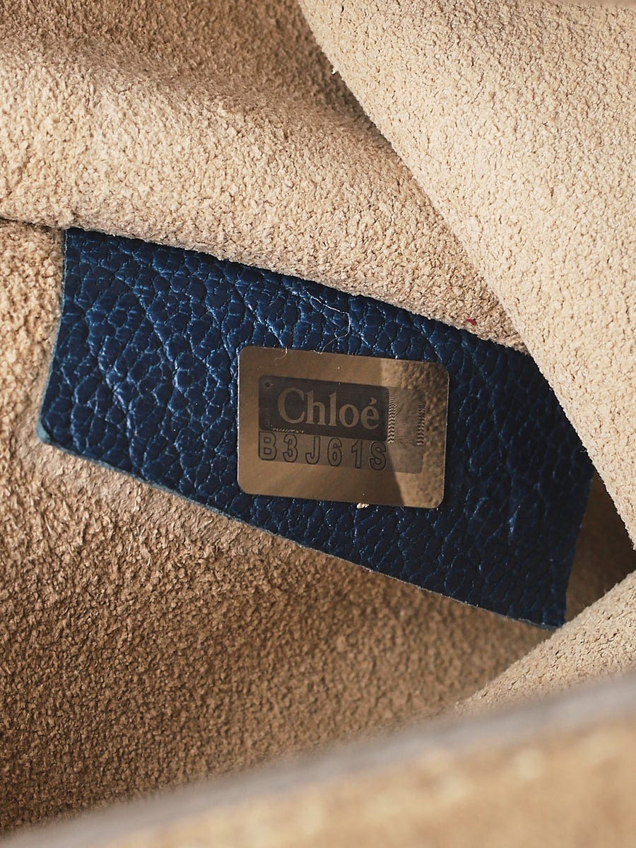 Chloe Blue Pebbled Leather Small Drew Bag