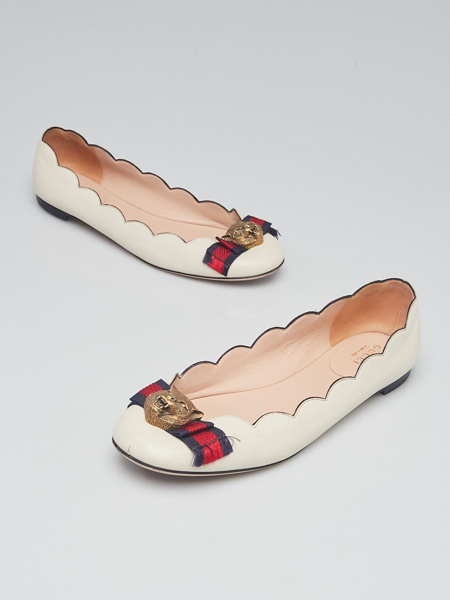 Gucci cheap white flats