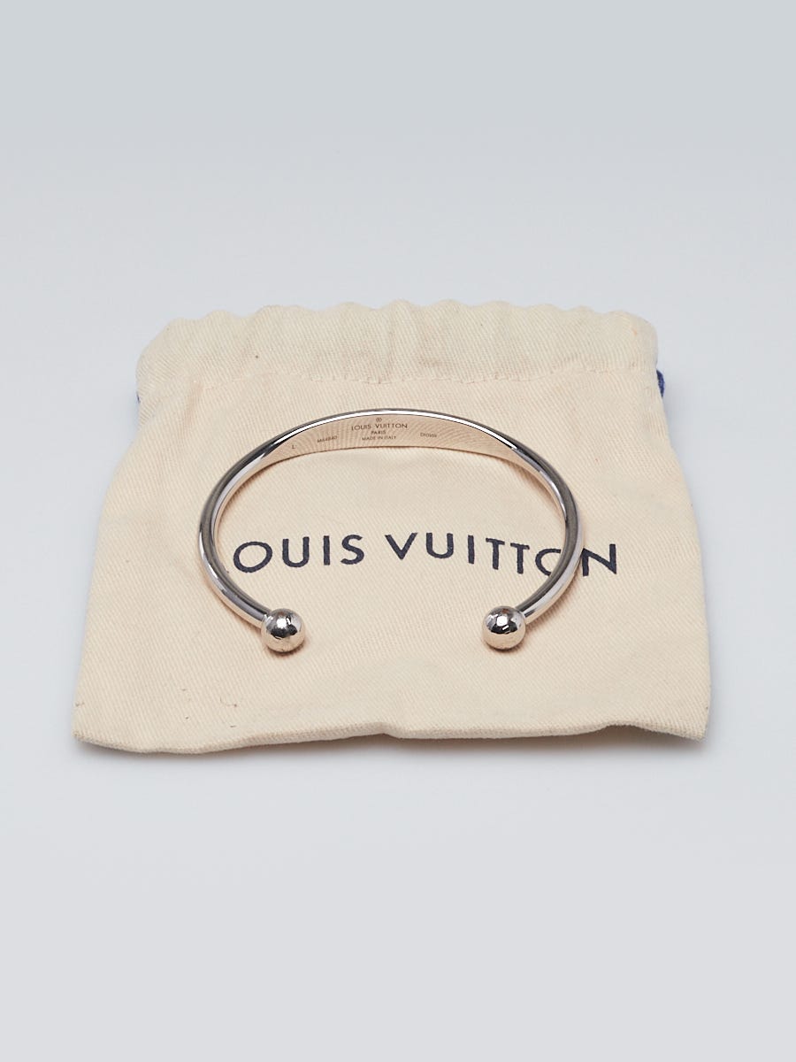 LOUIS VUITTON Brass Monogram Jonc Cuff M Silver 1259244