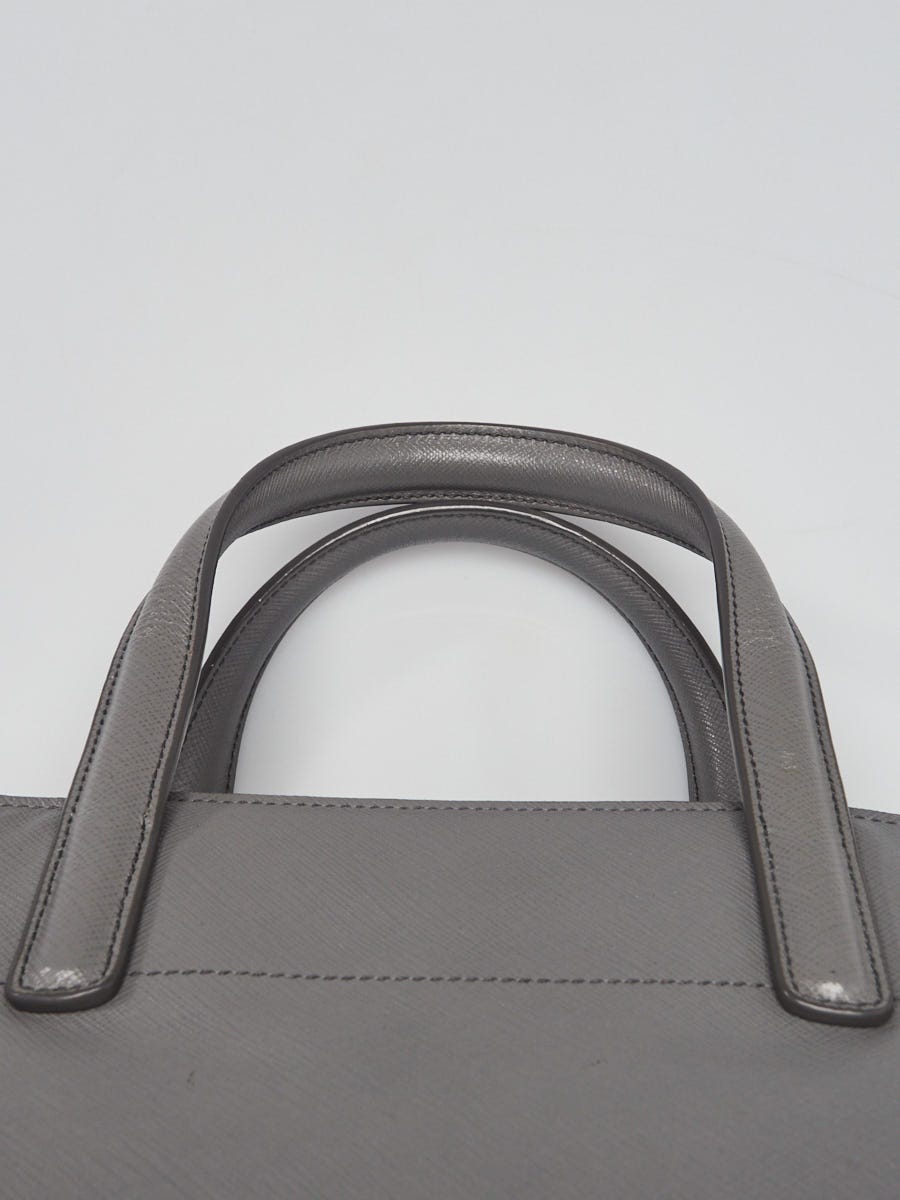 Prada Grey Saffiano Soft Leather Top Handle Bag BN2603
