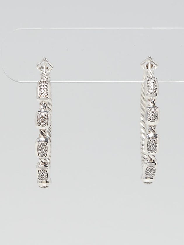 David Yurman Sterling Silver and Diamond Confetti Hoop Earrings