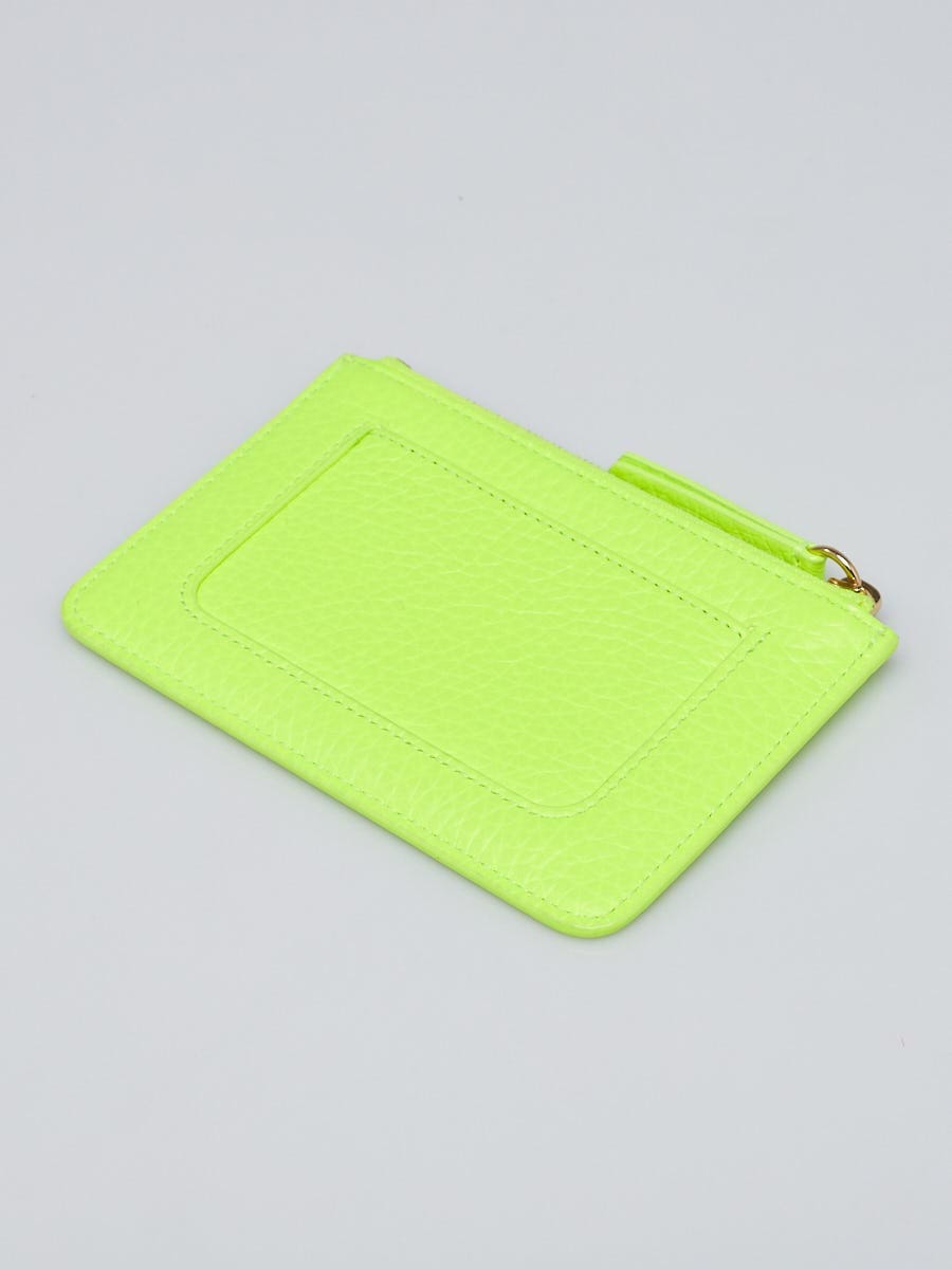 Mulberry Neon Yellow Leather Zip Coin Pouch Wallet