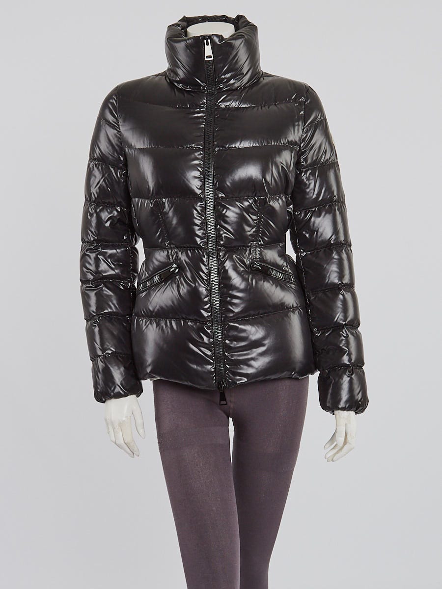 Moncler Black High Gloss Nylon Quilted Down Danae Jacket Size 1/S