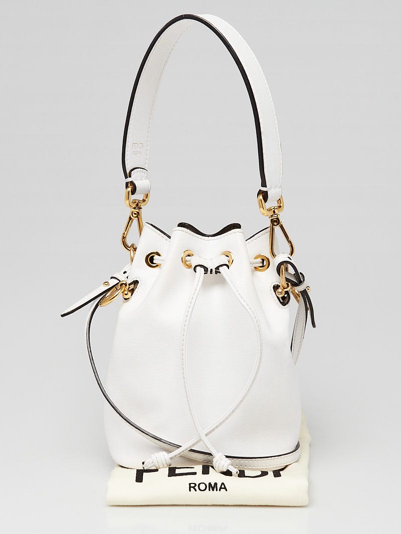 Fendi White Grained Leather Mon Tresor Mini Bucket Bag 8BS010 - Yoogi's  Closet