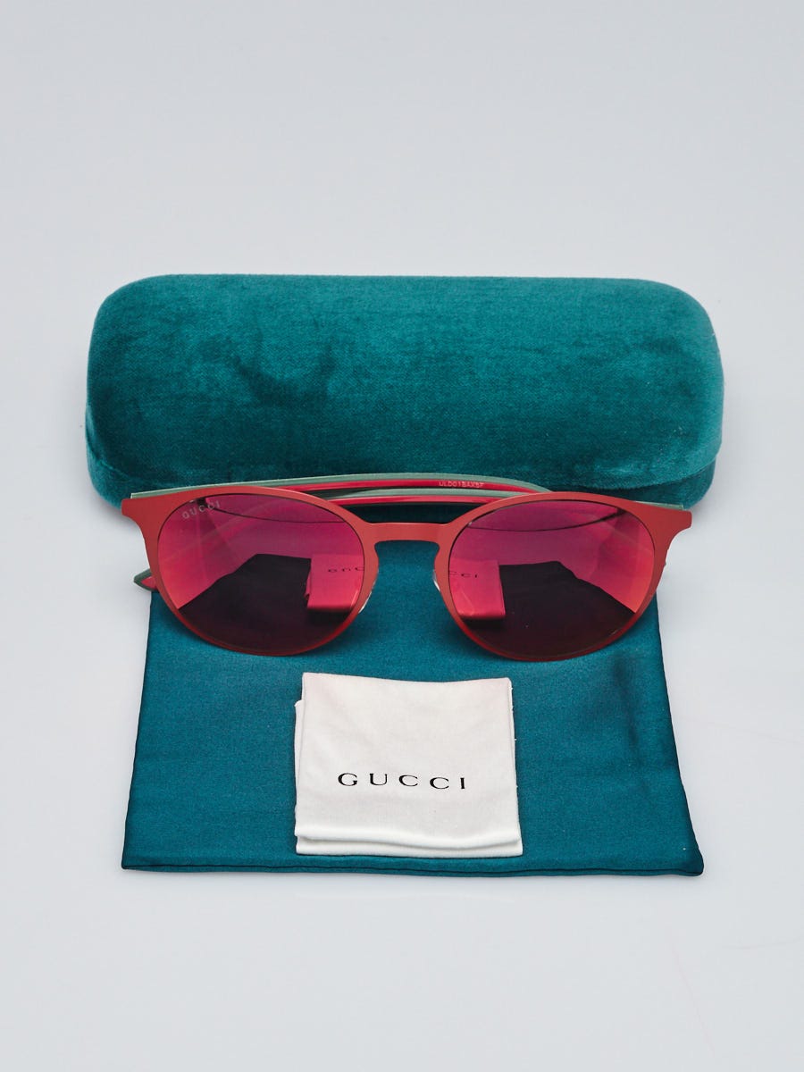 Gucci Red Metal/Rubber Round Sunglasses - GG0504S | Yoogi display picture 3