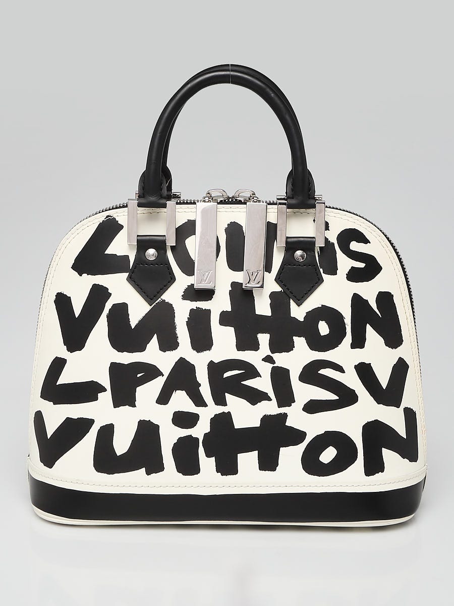 Louis Vuitton Limited Edition Black/White Glazed Leather Alma Graffiti MM  Bag - Yoogi's Closet