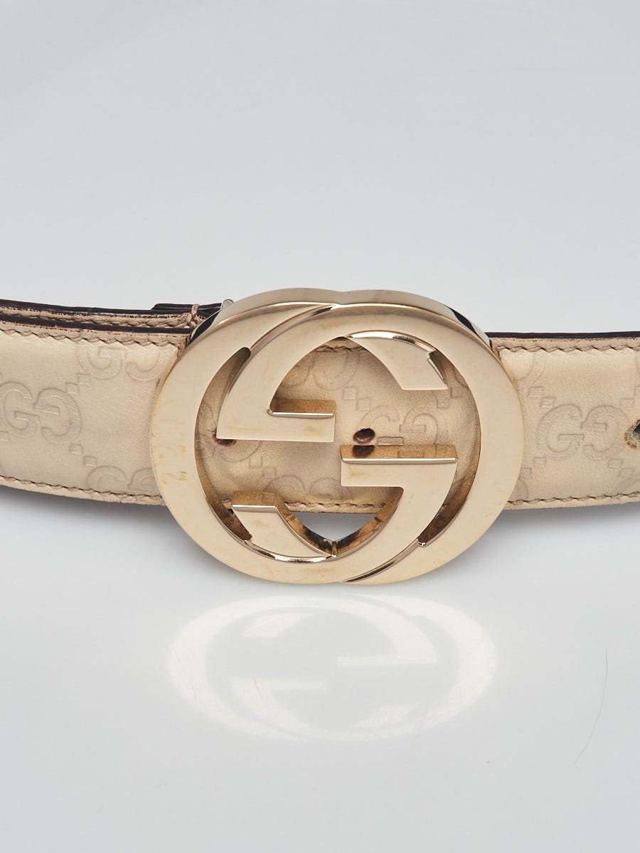 Gucci Brown Smooth Leather Interlocking G Studded Buckle Belt Size 90/36