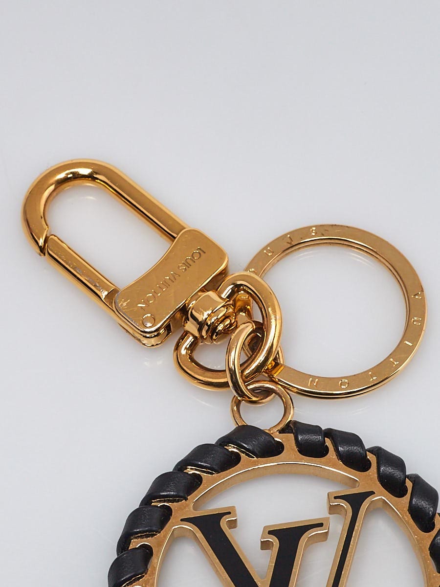 Louis Vuitton Goldtone Metal and Black Leather Very Key Holder and