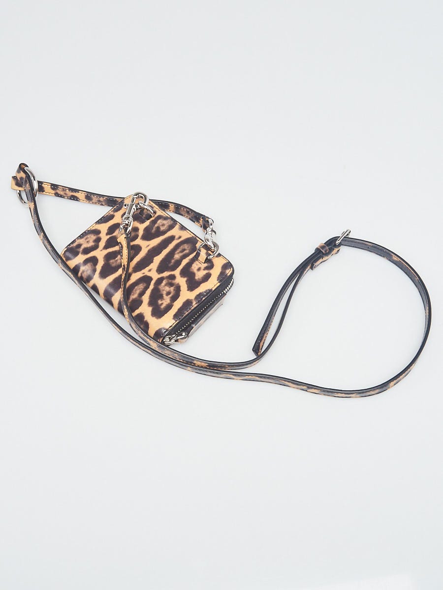 Valentino Leopard Printed Leather Vltn Crossbody Wallet Bag