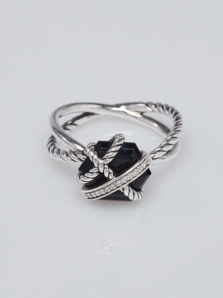 Cable wrap ring with 2025 black onyx and diamonds