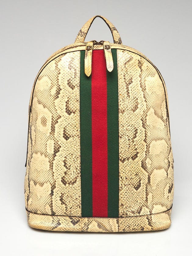 Gucci Off-White Python Animalier Vintage Web Backpack Bag