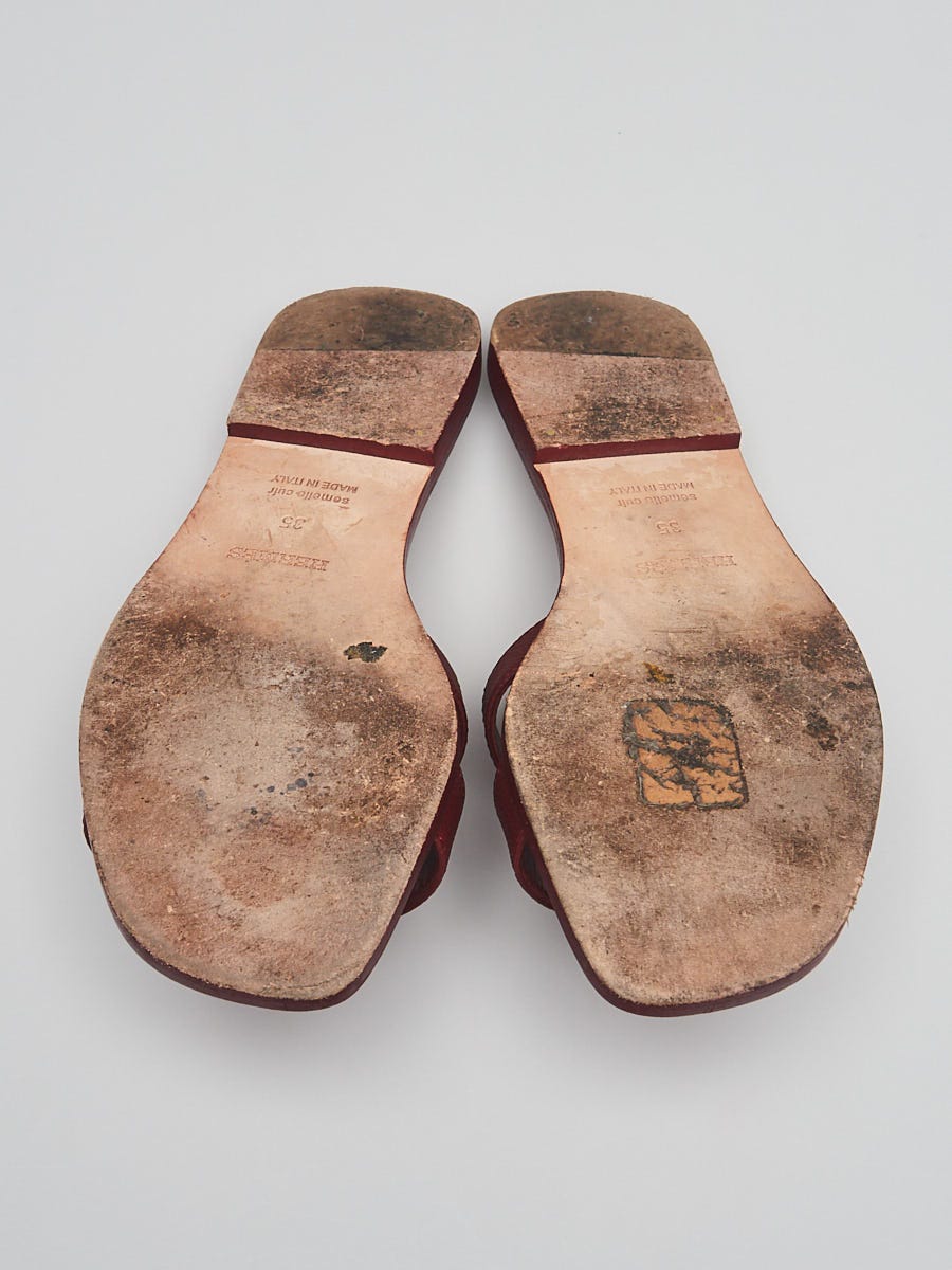 Hermes Rose Jaipur Epsom Leather Oran Flat Sandals Size 7.5/38 - Yoogi's  Closet
