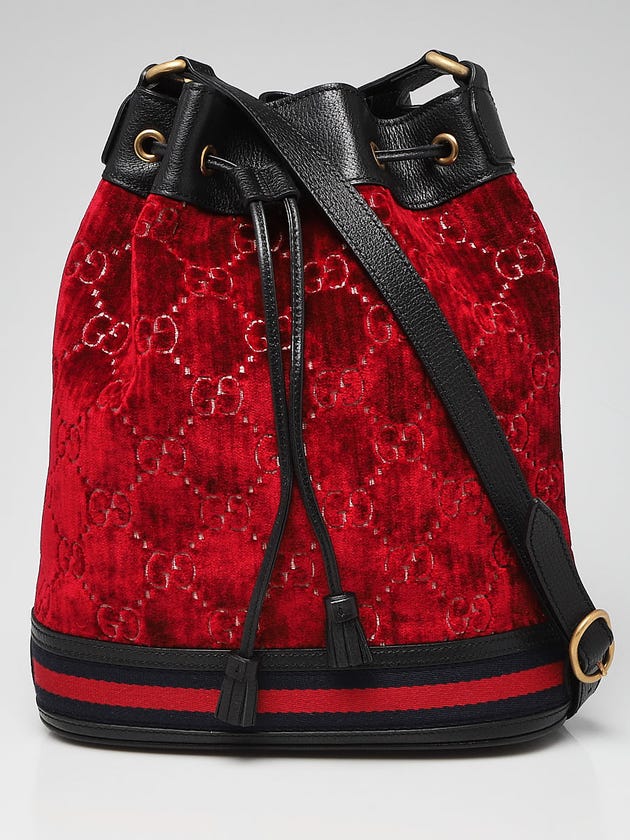 Gucci Red Velvet GG Bucket Bag