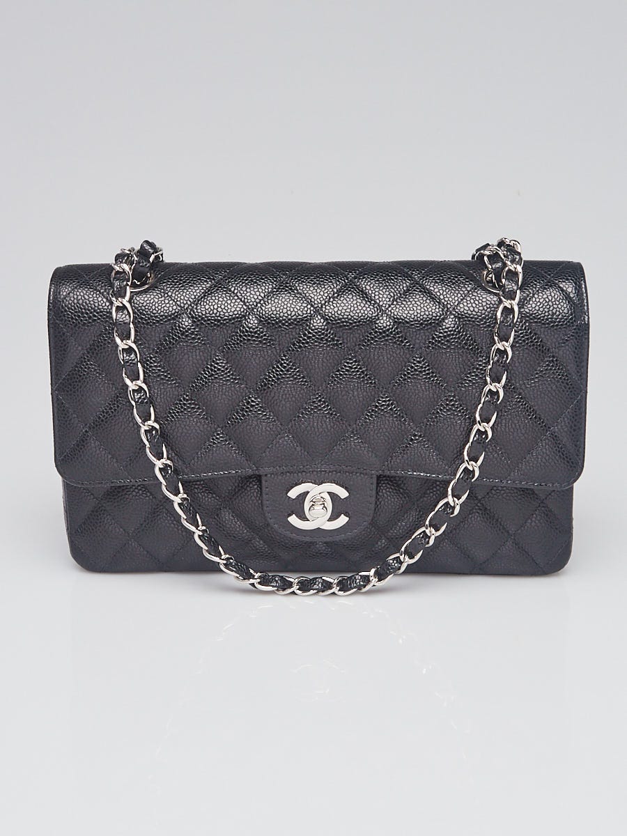 Chanel Black Quilted Caviar Leather Classic Medium Double Flap Bag Yoogi s Closet